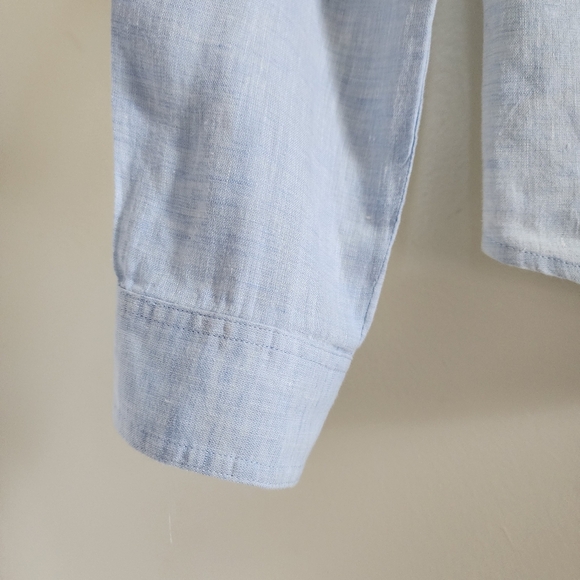 J. McLaughlin Britt Linen Shirt Button Down Light Blue Size Small - Picture 6 of 14